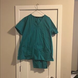 Teal Scrub Top and Pants Set